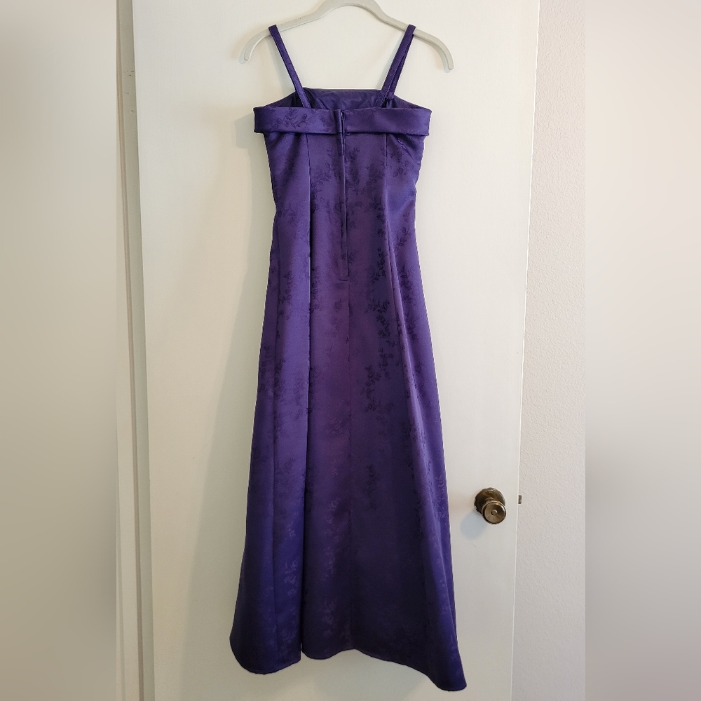 Royal Purple Floral Formal Gown Sz 1 - Picture 4 of 6